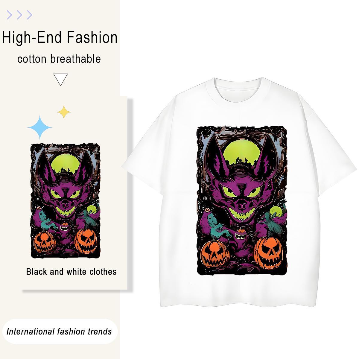 2024 DIY Men Tshirts pumpkin Street wear Hip Hop 100% Cotton 230g Tees Shirts Breathable Cool Design Men T Shirts Custom Anime