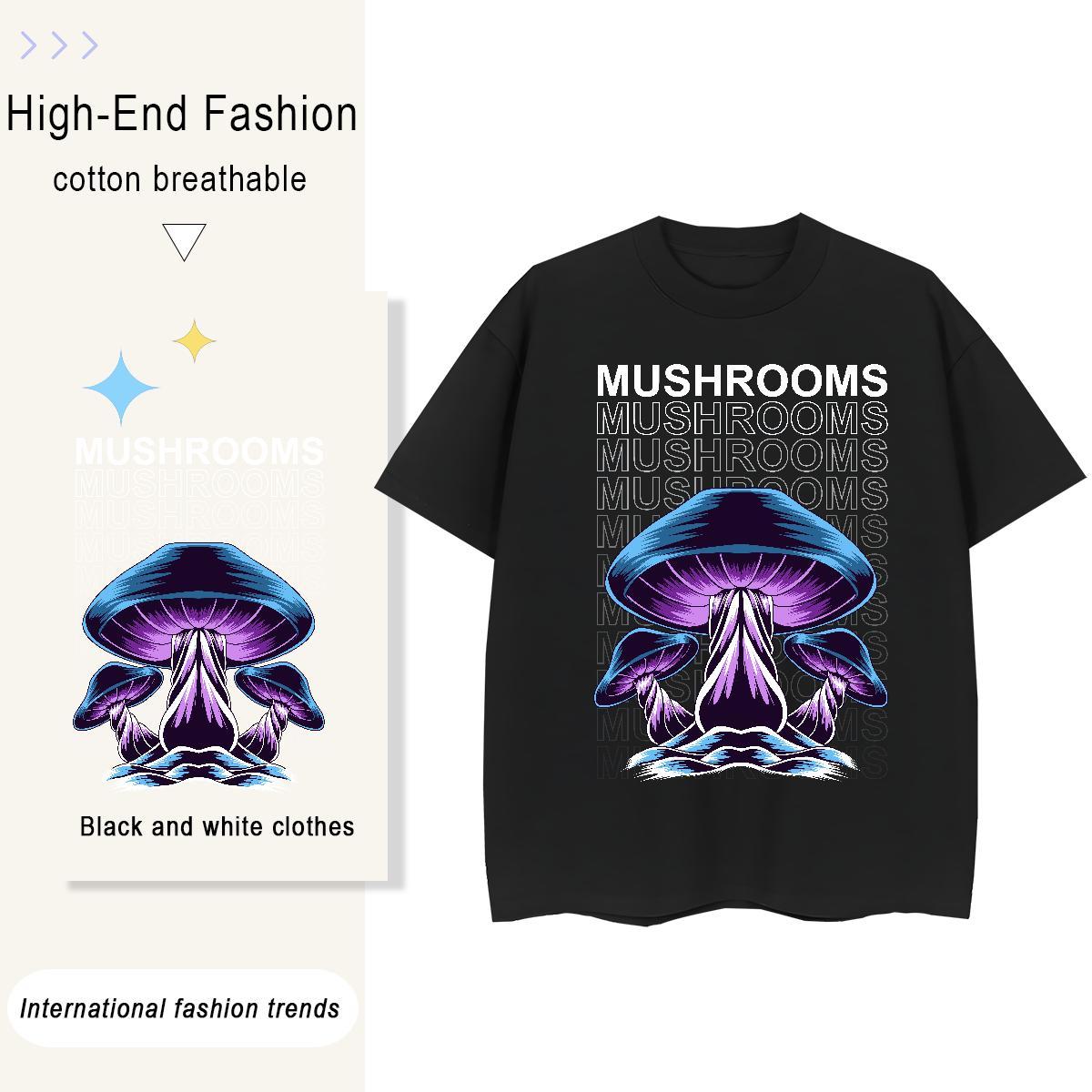 2024 Men Tops Tees mushroom Street wear Hip Hop 100% Cotton 230g Tops Shirt Breathable Soft Designer T Shirt For Man Oversized 4XL