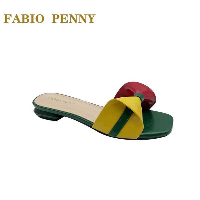 FABIO PENNY European Ladies Fashion elegant Flare Low heels Casual and comfortable open-toed square toe womens slippers CL240806