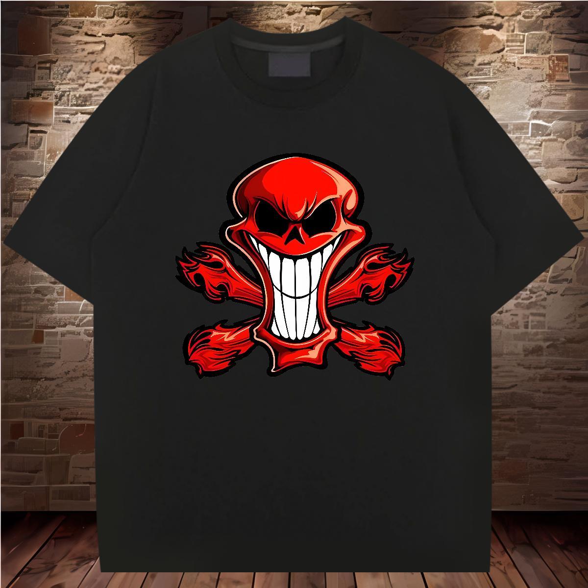 Unisex Men T Shirts 230g Pure Cotton monster Beach Black Oversized Breathable Short Sleeve Mens Tshirts 2024 Summer Tops Shirt