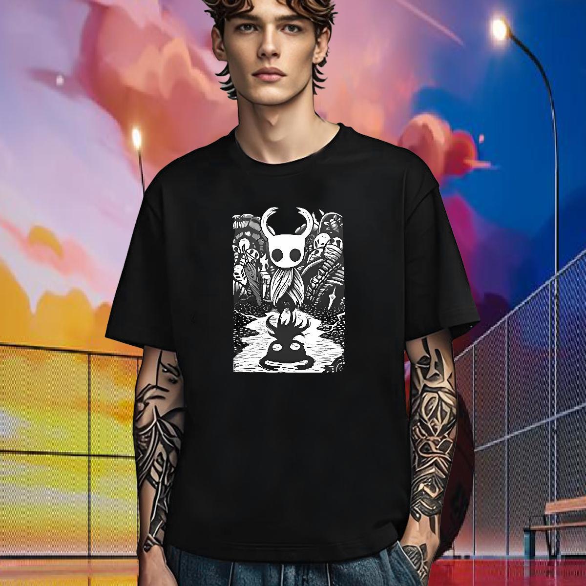 Soft T-Shirts for Men 230g Pure Cotton monster Casual Daily Wear Asian Size Breathable Short Sleeve Tshirts New Designer Tees