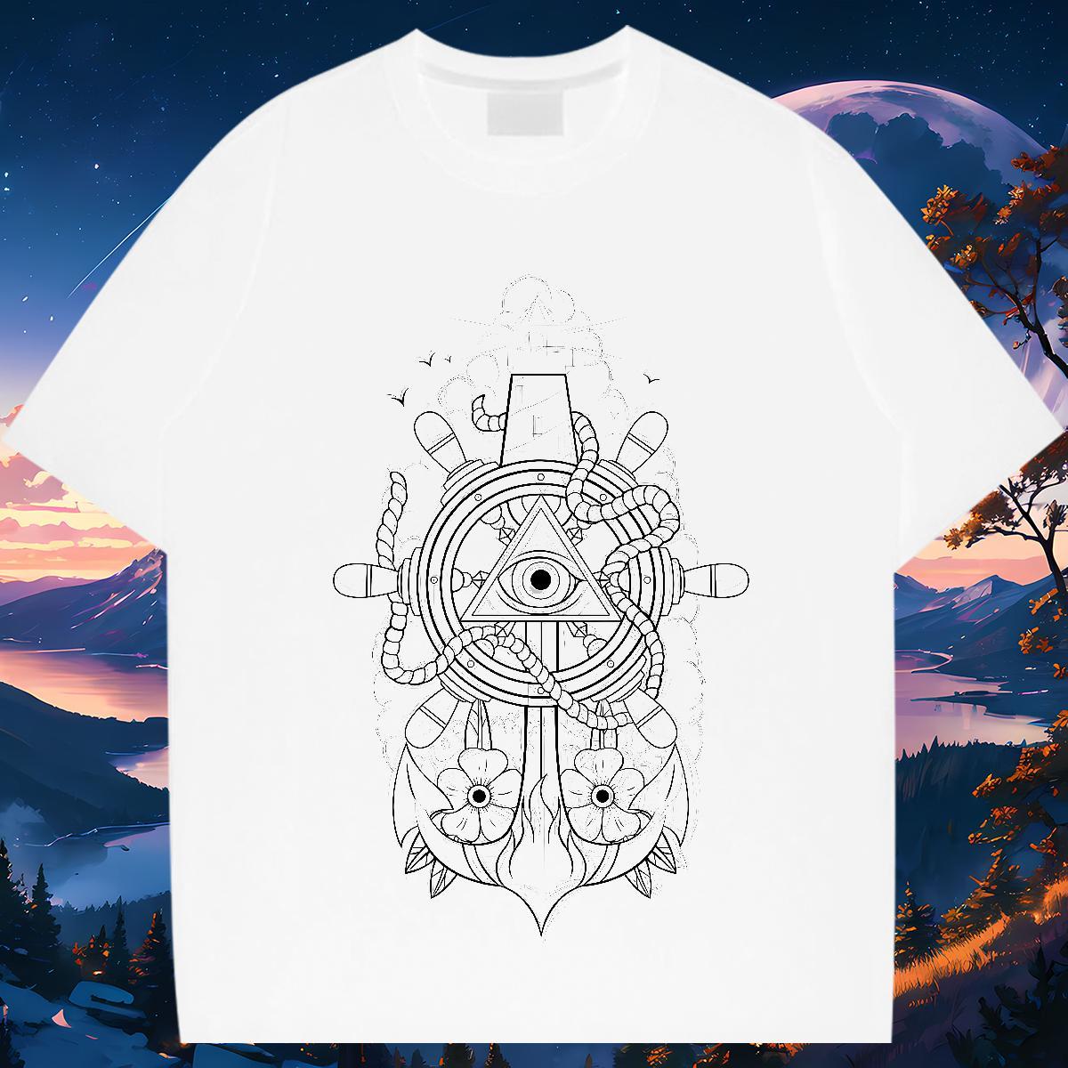Cool T-Shirts 230g 100% Cotton eye of the devil Casual Oversized 3XL 4XL Breathable Crew Neck Men Tshirts New Arrival Tops