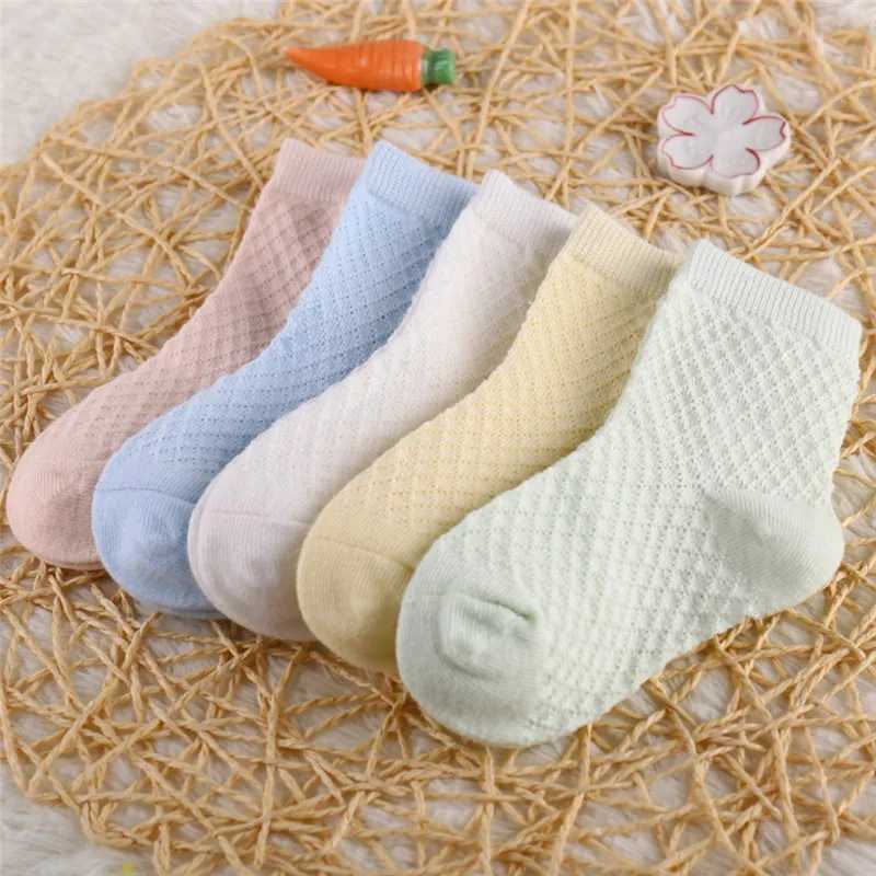 5 Pairs/Lot Children Cotton Socks Boy Girl Baby Infant Ultrathin Fashion Breathable Solid Mesh Socks For Summer 1-12T Teens Kids CL240824