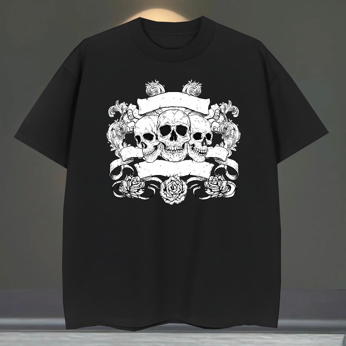 Comfortable T Shirts Men 230g Cotton skull Casual Daily Wear DIY Logo Oversized Breathable Crew Neck Tshirts Designer Fashion Polos