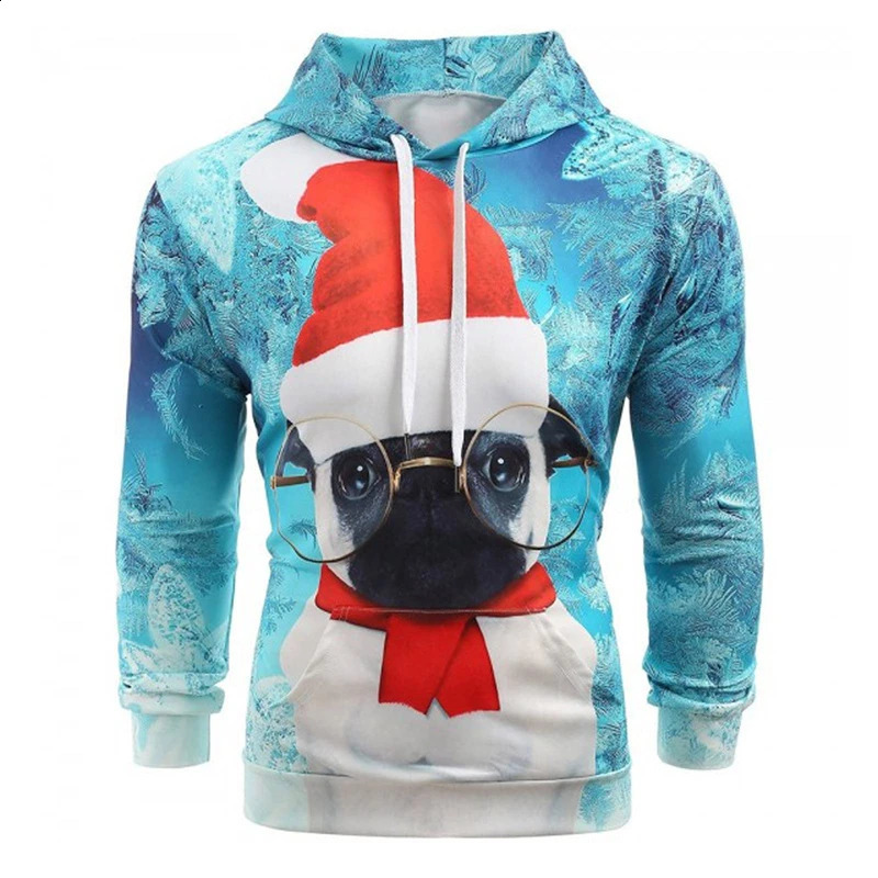 Hoodies For Men Women Ugly Christmas Sweater Xmas 3D Funny Printed Long Sleeve Hoodies Pullover Blouse Tops Graphic Sweatshirts 240823