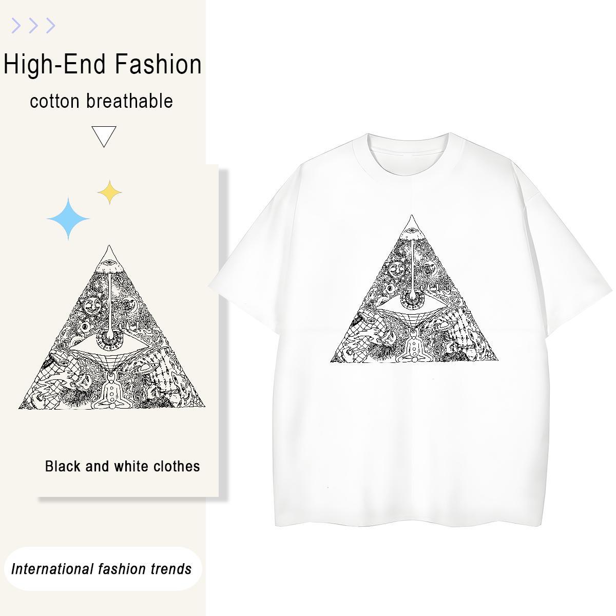 Loose Fit T Shirt For Man 230g Cotton eye of the devil Hip Hop DIY Anime O Neck Short Sleeves Men Tshirts New Arrival Tops Shirt