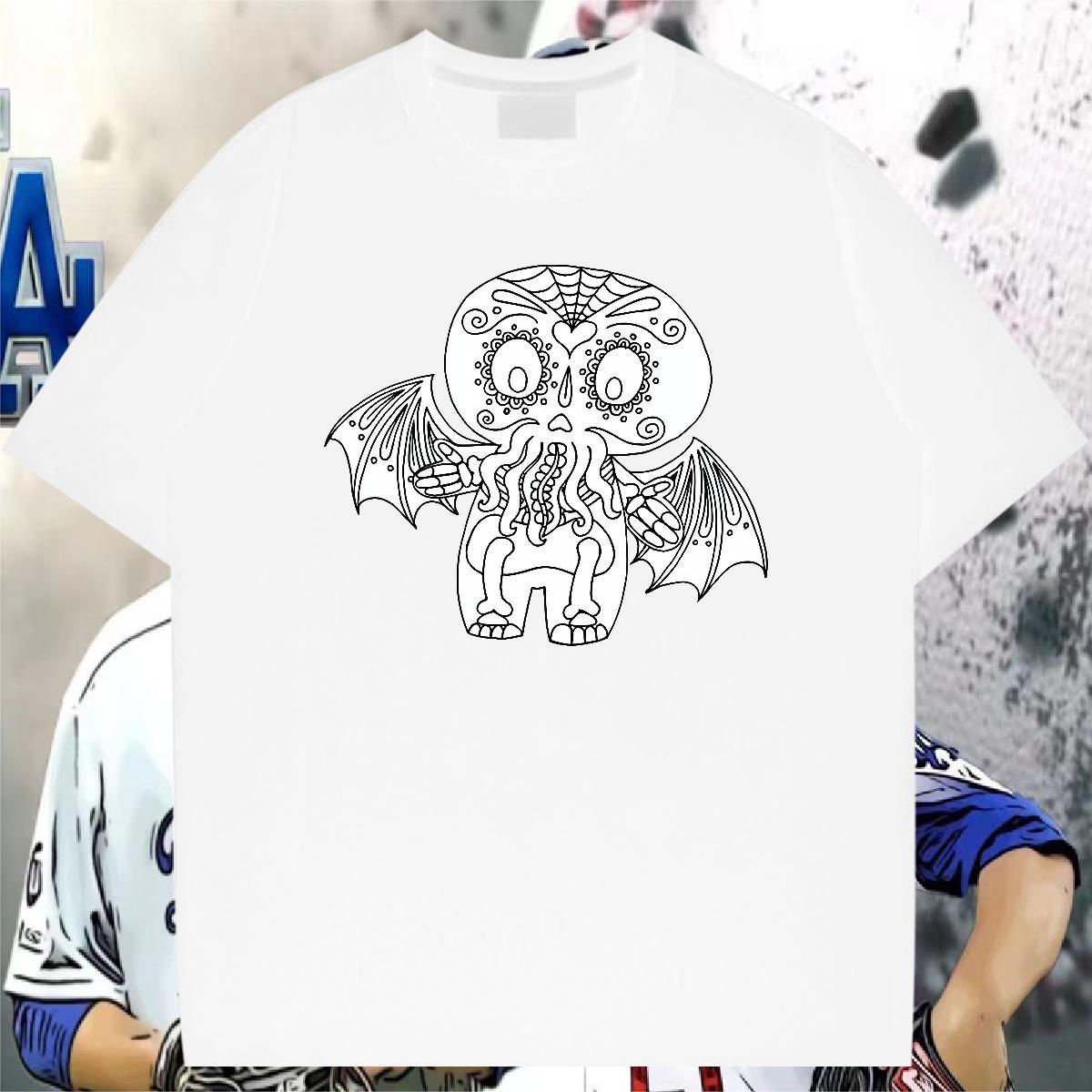 Cool Design T Shirts Men 230g 100% Cotton skull Casual Daily Wear DIY Printed Breathable Crew Neck Mens Tshirts Fashion Design Clothings