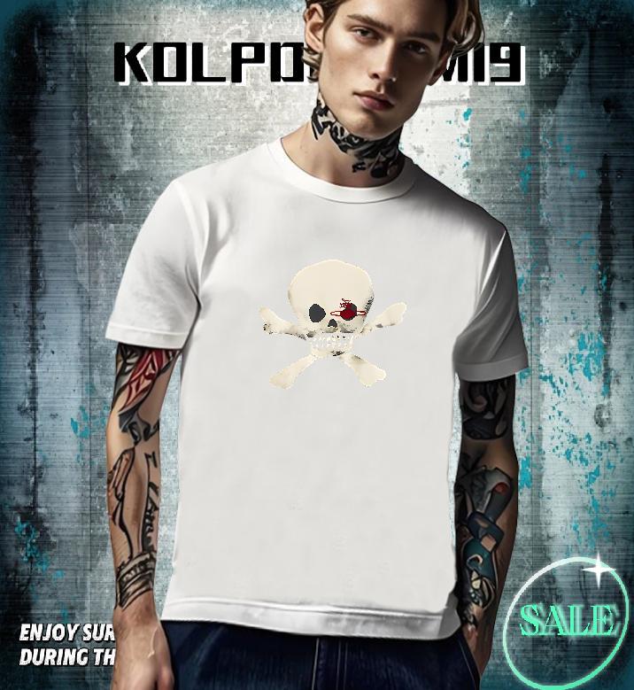 Soft T-Shirts for Men 230g Pure Cotton skull Beach Anime O Neck Short Sleeves Couples T Shirts Free Shipping Clothings