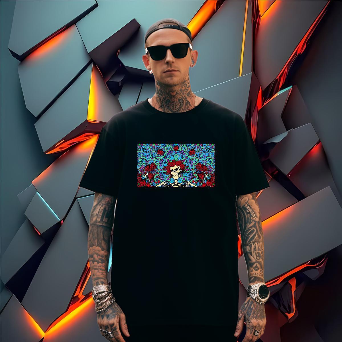 Unisex T-Shirts for Men 230g Pure Cotton skull Sports Casual Custom Printed Breathable Short Sleeve Mens Tshirts DIY Tee Shirt