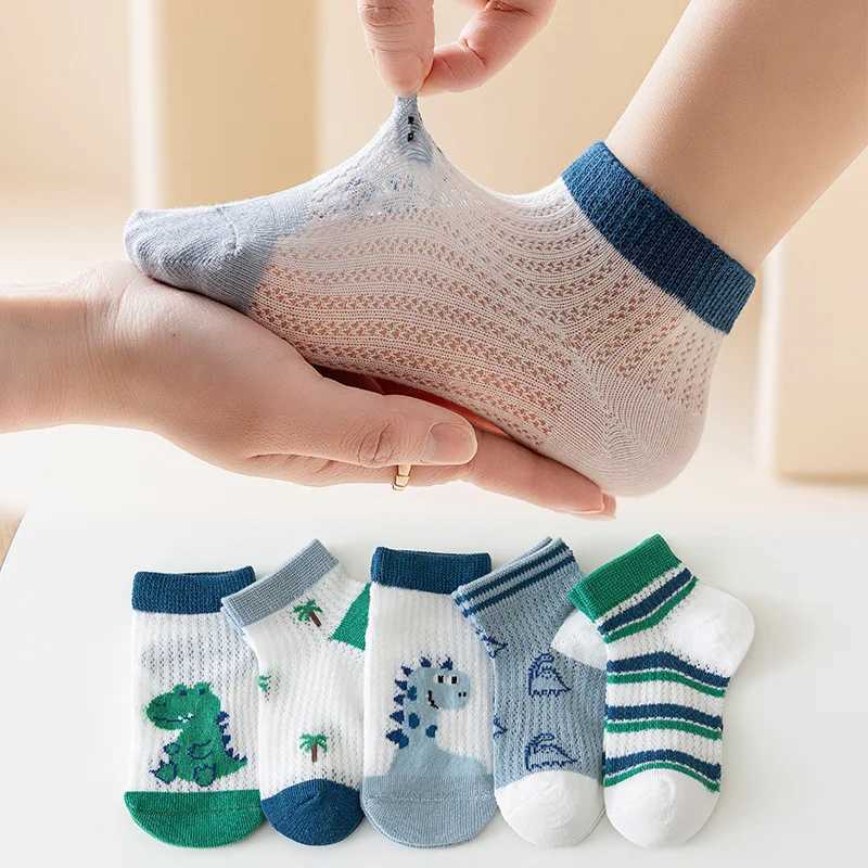 5 Pairs/Lot Children Socks Boy Girl Baby Fashion Cotton Solid Wild Soft Cozy Breathable For 1-12Y Summer Kids Casual Mesh Socks CL240824