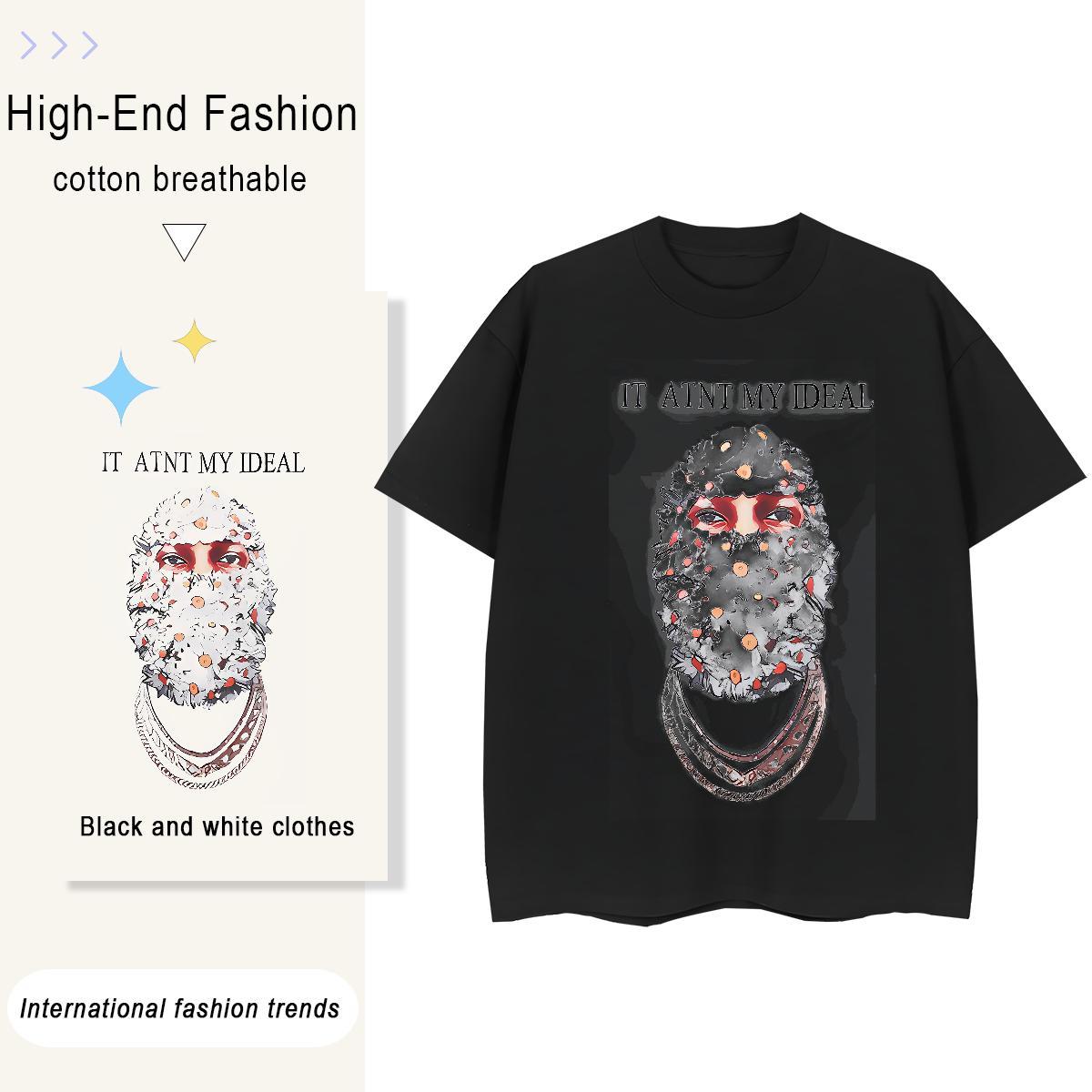 Classic T shirt 230g Cotton portrait Street DIY Printed Round Neck Short Sleeve Mens Tshirts Factory Direct Tops