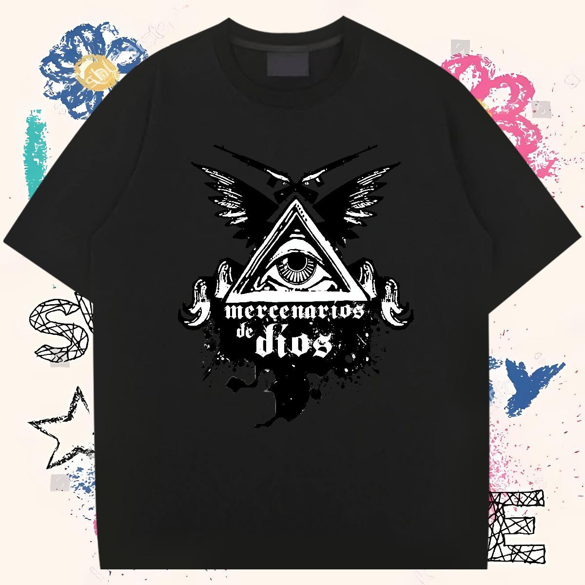 Comfortable Man T Shirts 100% Cotton 230g eye of the devil Summer Casual White Plus Size Breathable Tshirts 2024 Designer Tee Shirt