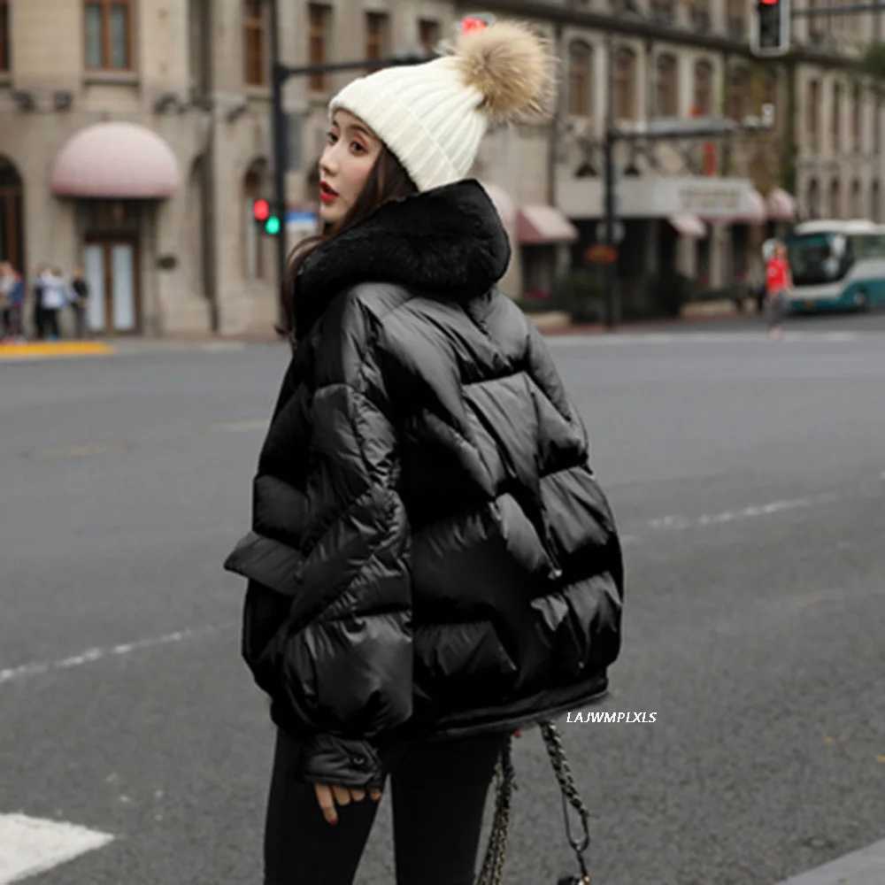 Women's Down Parkas Natural Fur Large Hooded Winter Coat Women 90% White Duck Down Jacket Thick Warm Parkas Female Outerwear Pure Color Y240824GA