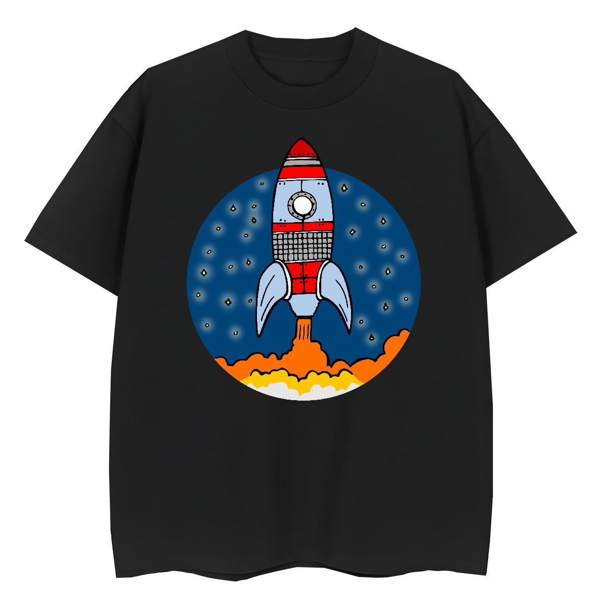 Popular Woman Tshirt 230g Pure Cotton rocket Street Wear T Shirts Women Breathable Short Sleeve Oversized Tops Tees