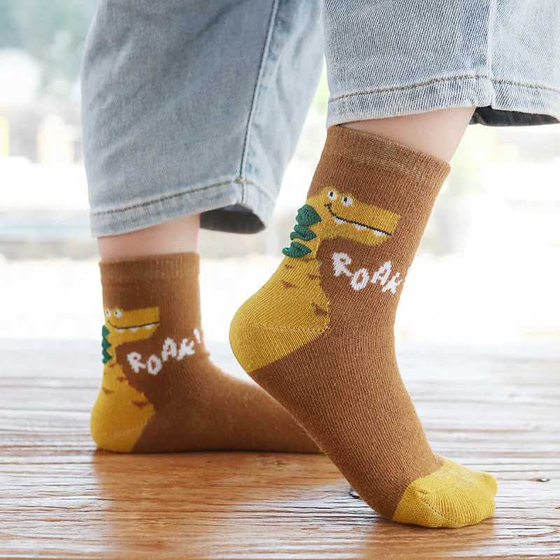5 Pairs Boys Socks Cute Cartoon Dinosaur Pattern Cotton Comfortable Breathable Kids Socks CL240824