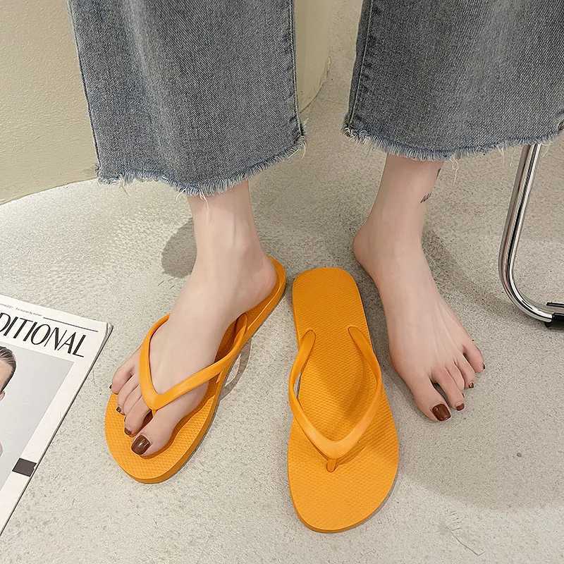 Couple beach sandals summer flip up womens cute candy color indoor flat shoes mens beach slippers anti slip soft sole W250414