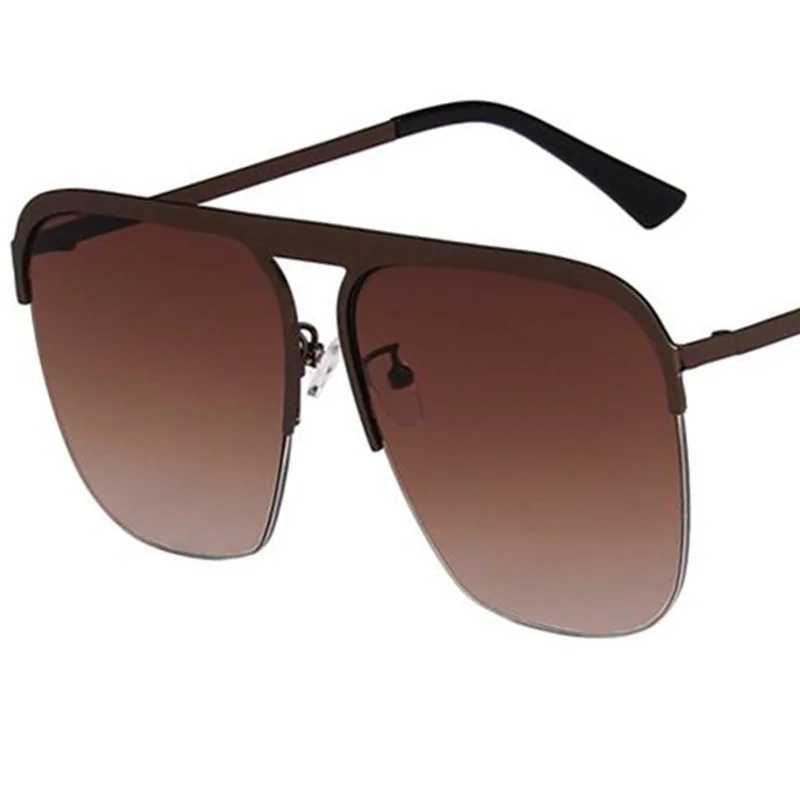Fashion Sunglasses Unisex Semi-Rimless Sun Glasses Anti-UV Spectacles Personality Single Beam Eyeglasses Gradient Lens Google Y240824
