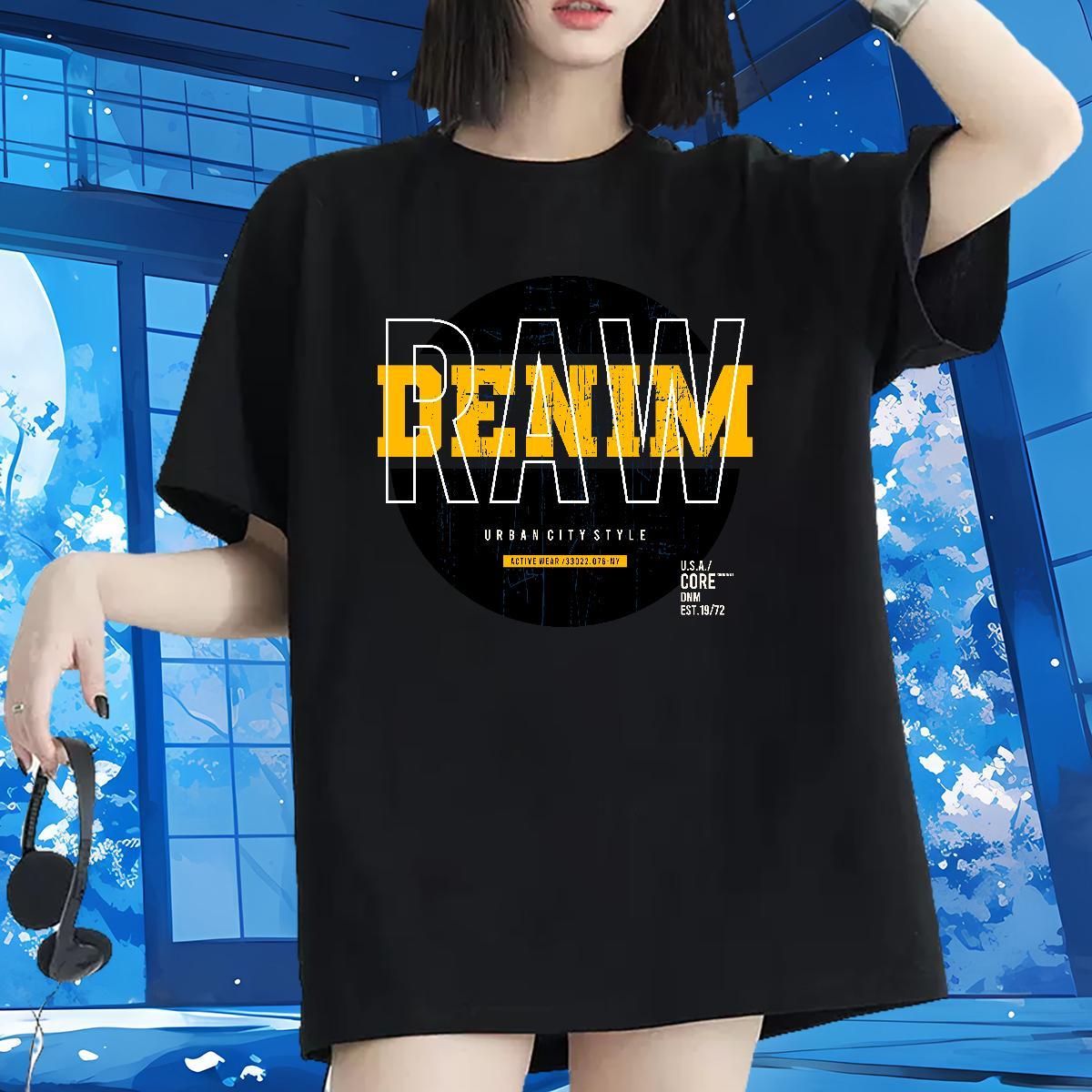 Loose Lady T shirt 230g Pure Cotton letter Hip Hop Street Women T Shirts O-Neck Short Sleeve Custom Print Oversized Tshirts