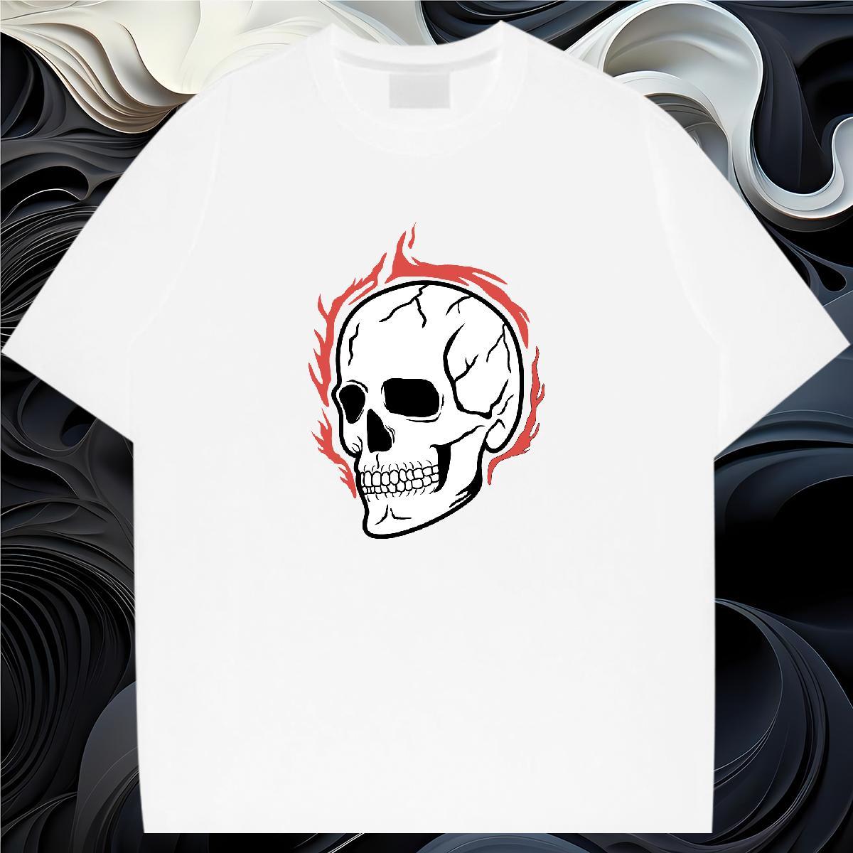 Brand T Shirts Men 100% Cotton 230g skull Casual Beach Customized Breathable Crew Neck Men Clothes T-Shirt Stylist Tee Shirt
