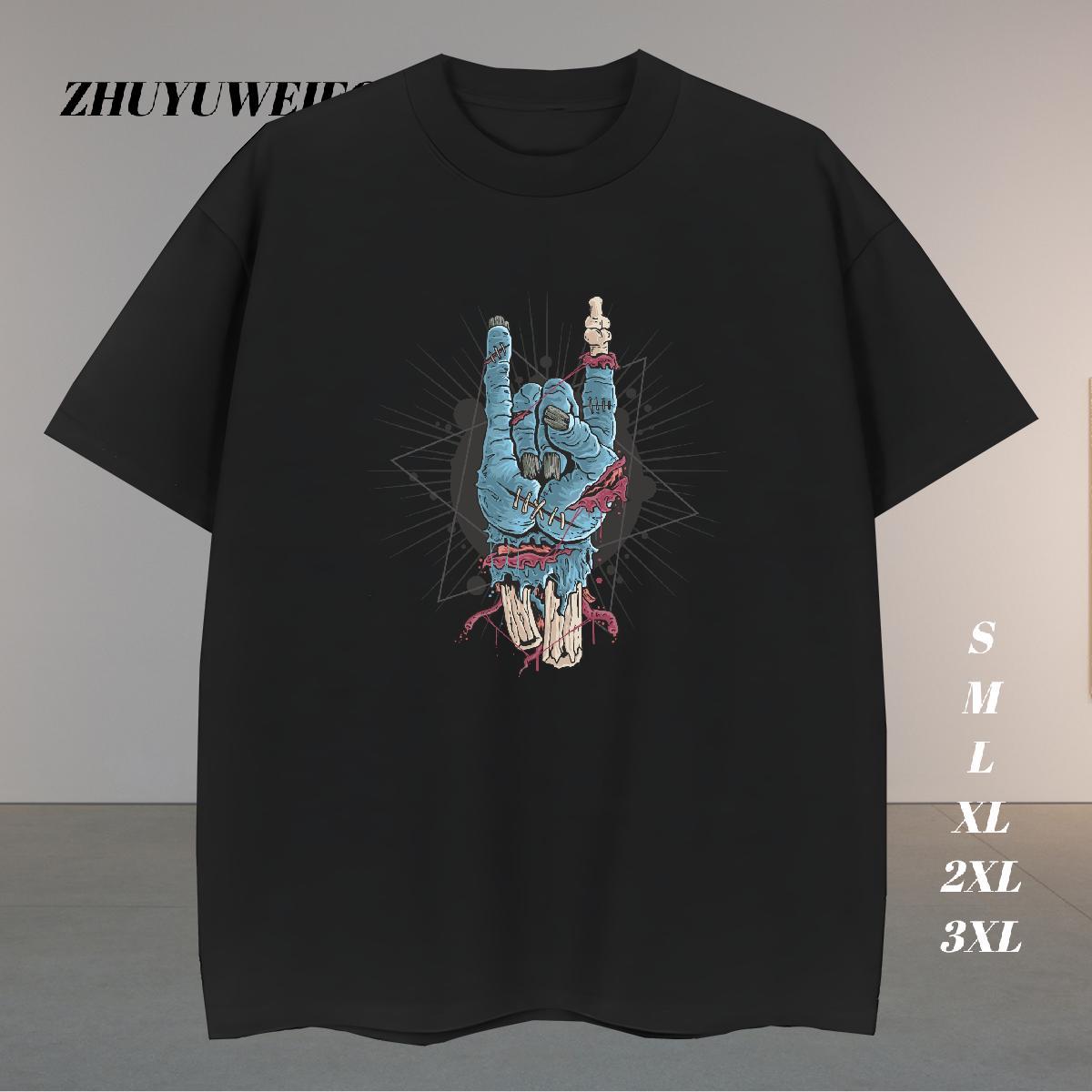 Free Shipping T-Shirts 100% Cotton 230g skull Street wear Hip Hop Graphic Round Neck Short Sleeve Men Tees Wholesale Tees Shirts