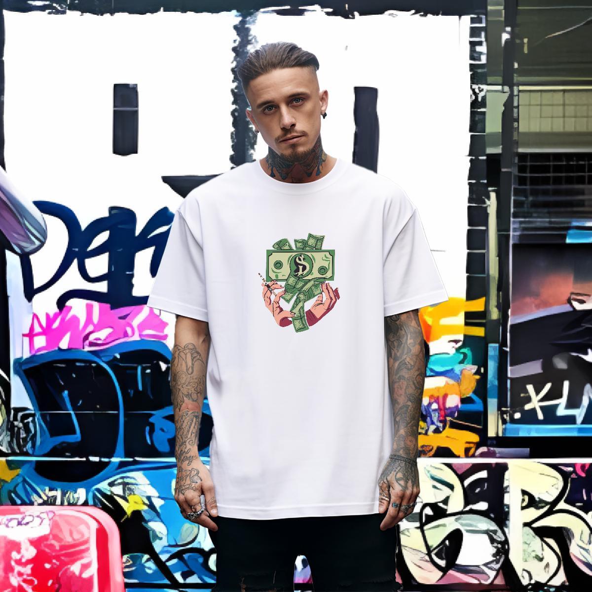 Brand T Shirts Men 230g 100% Cotton skull Casual DIY Logo Oversized Breathable Men Tshirts Designer Fashion Tops