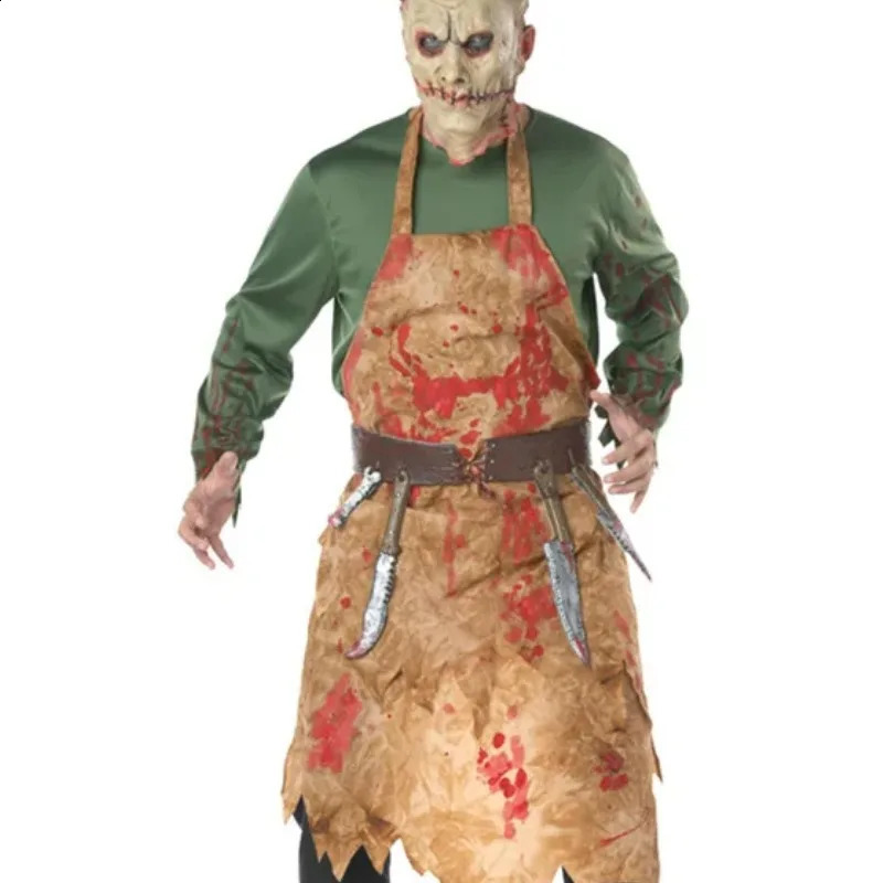 Halloween horror costume blood stained butcher European and American chef roleplaying mens 240823