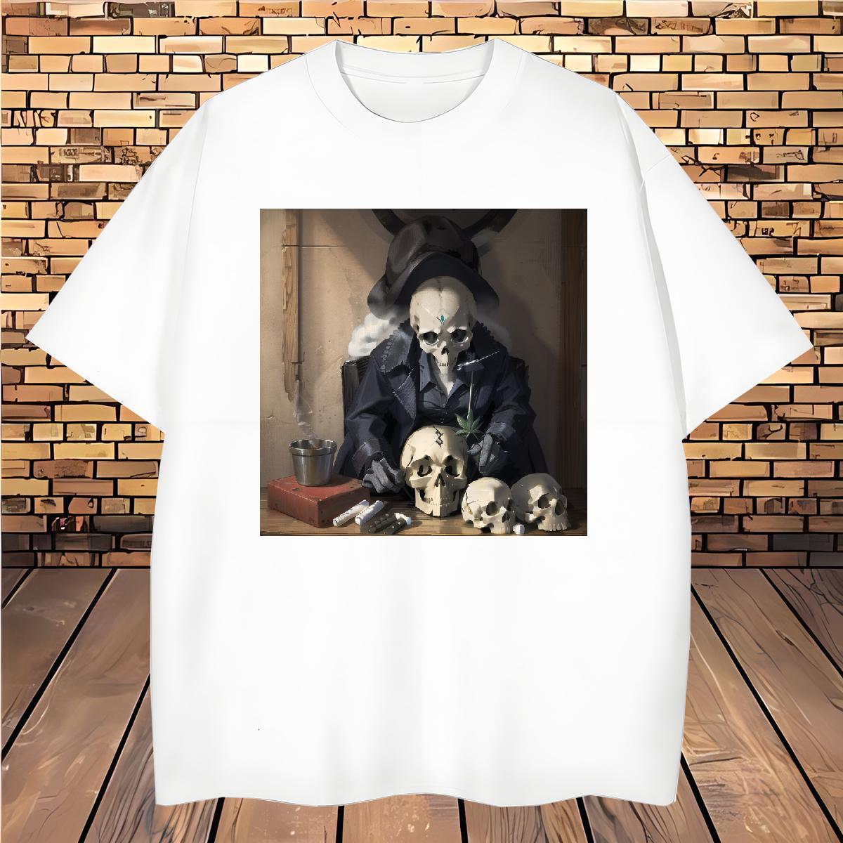 Popular T-Shirts 100% Cotton 230g skull Sport Plus Size Cartoon Short Sleeve Soft Men Tshirts New Arrival Clothings