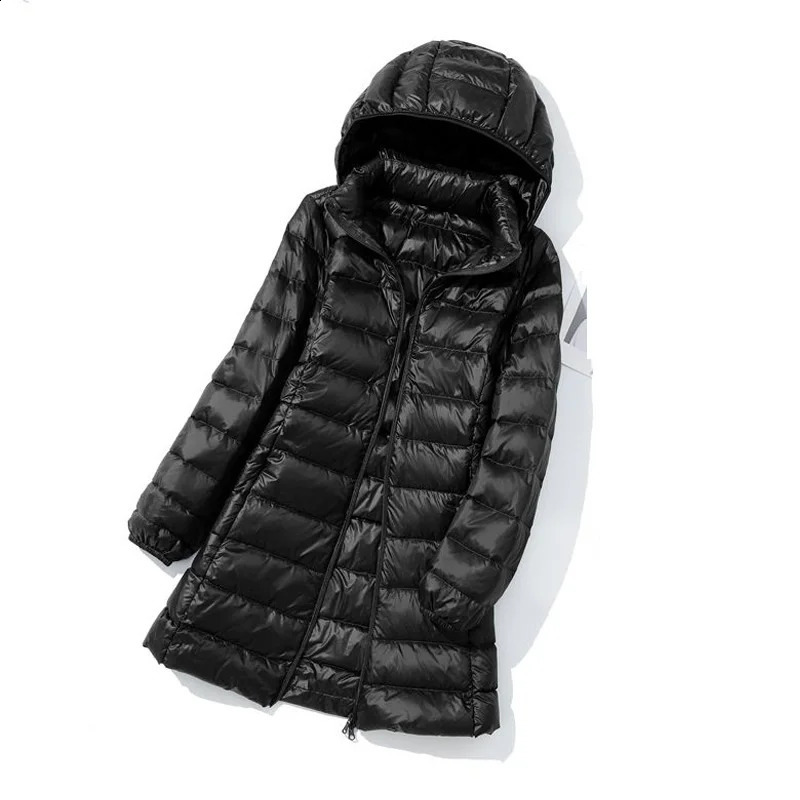 Extra large womens down jacket autumnwinter ultrathin fit hat detachable sports 240823