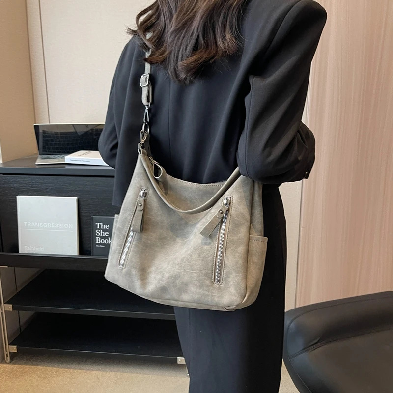 Suede Leather Female Side Bags Retro Shoulder Bag for Women Handbag Casual Ladies Hand Large Capacity Tote Sac 240823