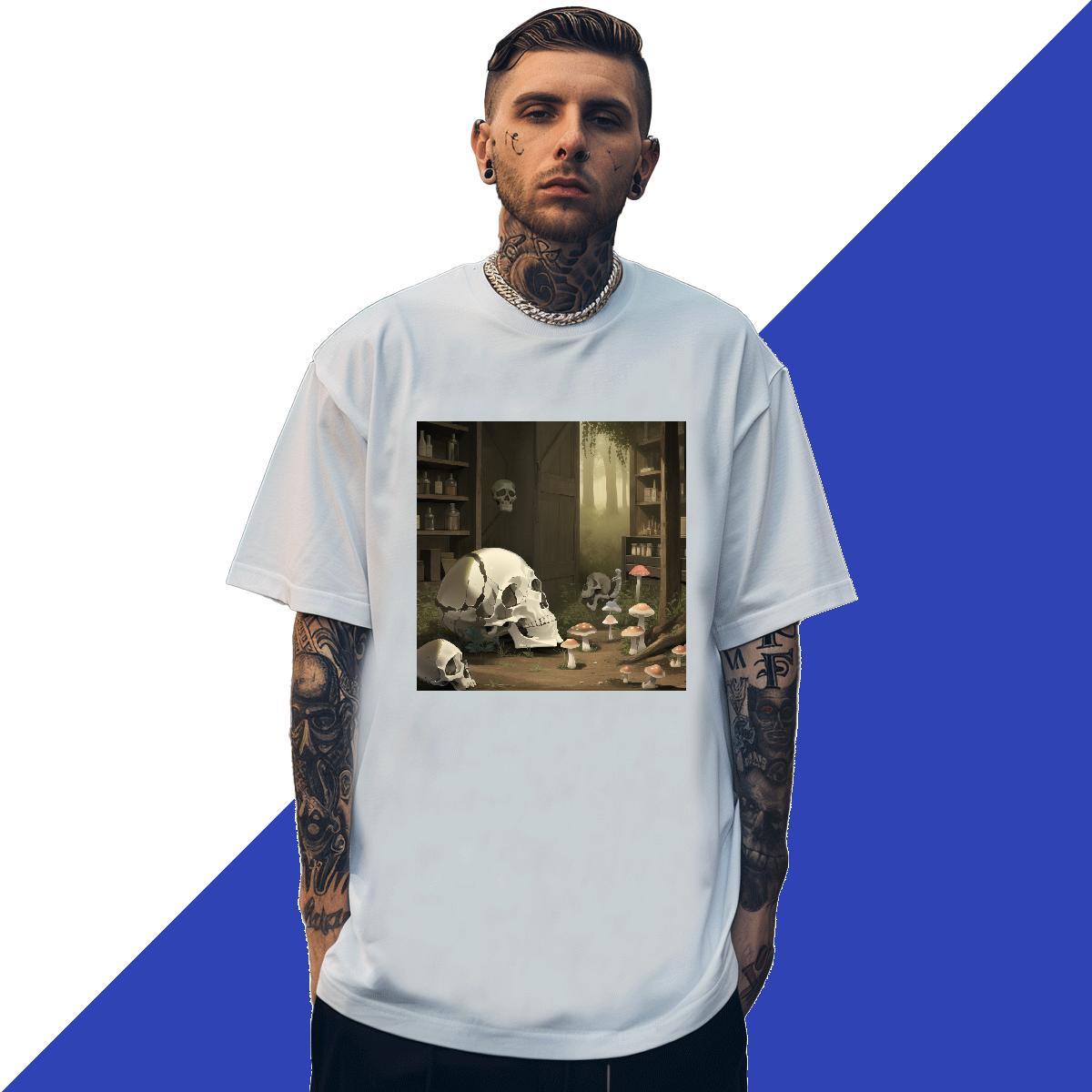 Loose Mens T Shirts 230g 100% Cotton skull Hip Hop Street DIY Printed O Neck Short Sleeves Men Tees Factory Direct Polos