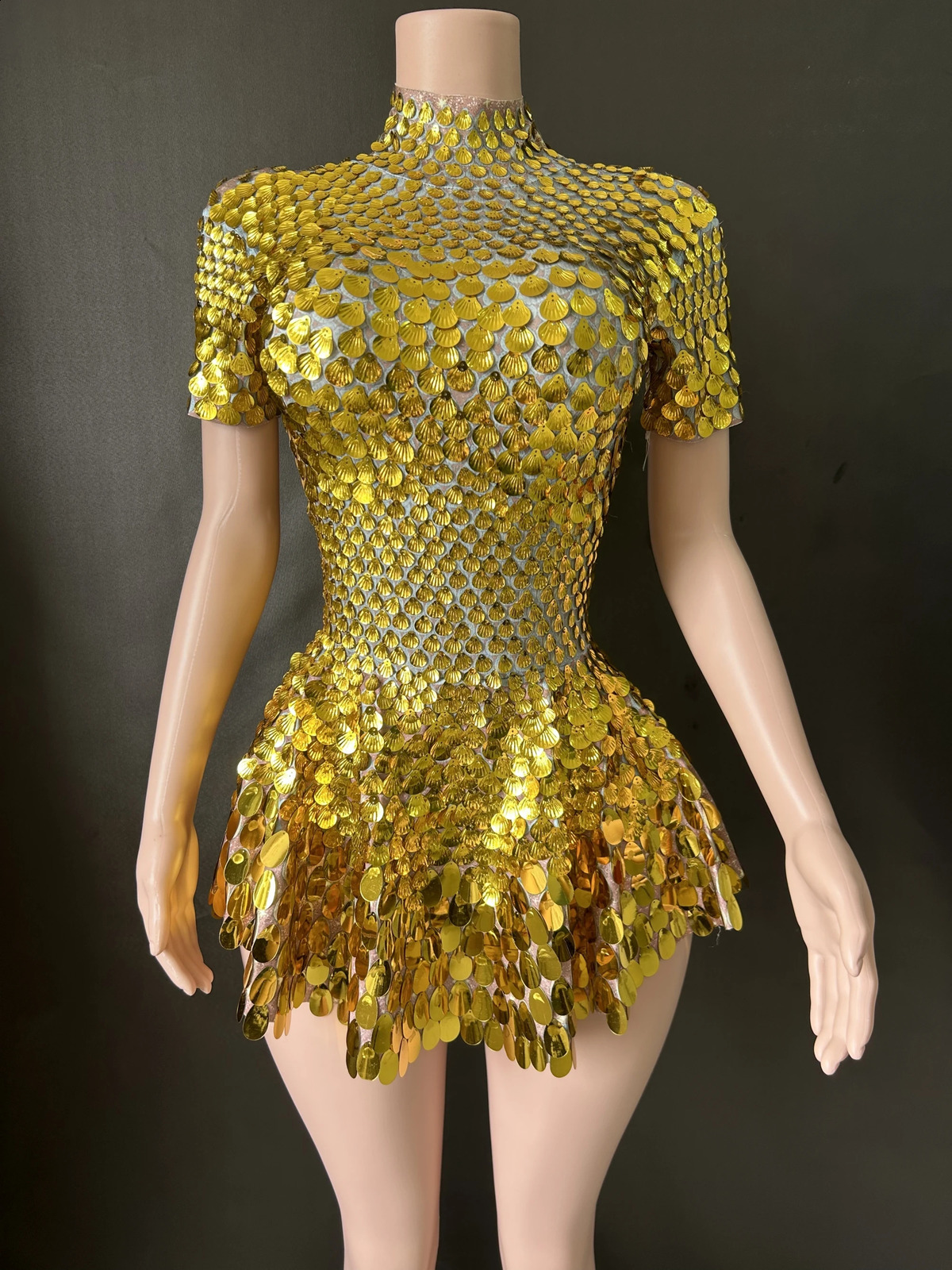 Sexy Nightclub Tight Dress Shining Cute Glitter Mini Celebrating Rhinestone Birthday Silver 7G 240823