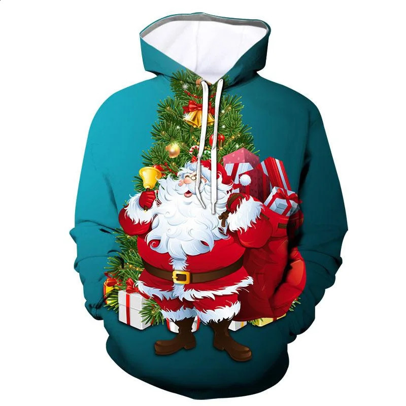 Christmas Ugly Sweater in Sweatshirts Hoodies for Men Clothinig Winter Warm Hoodie Funny s Hooded Pullovers Tops 240823