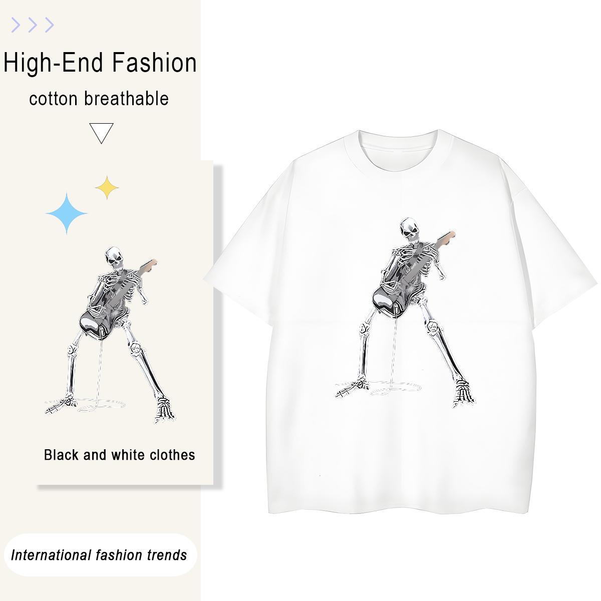 Designer T shirt 100% Cotton 230g skull Sports Casual Custom Cartoon Crew Neck Breathable Tshirts Stylist Top Tees