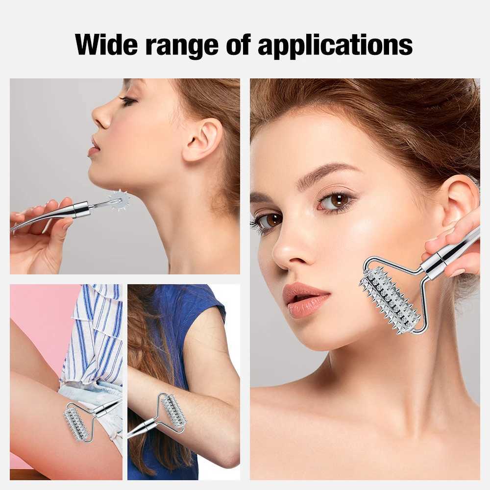 Stainless Steel Pointed Roller Spatula Massage Ball Stone Face Roller Massager To Improve Neck Facial Beauty Skin Care Tool CL240825