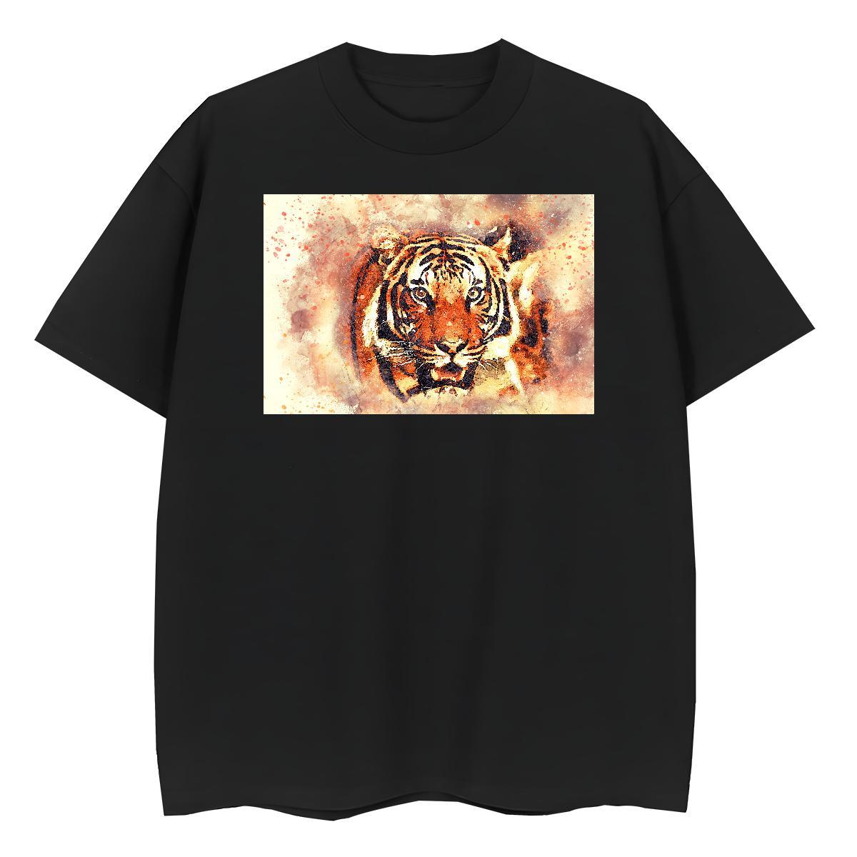 Factory Direct Men Tees tiger Casual Daily Wear 230g Cotton Top Tees Round Neck Short Sleeve Cool Men T Shirts Customized Print