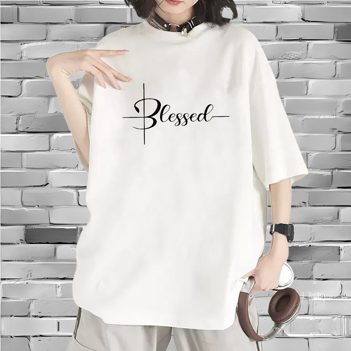 High quality Lady T shirt 230g Cotton letter Street Wear T-Shirts for Women Breathable Cartoon Printing L-4XL Tshirts