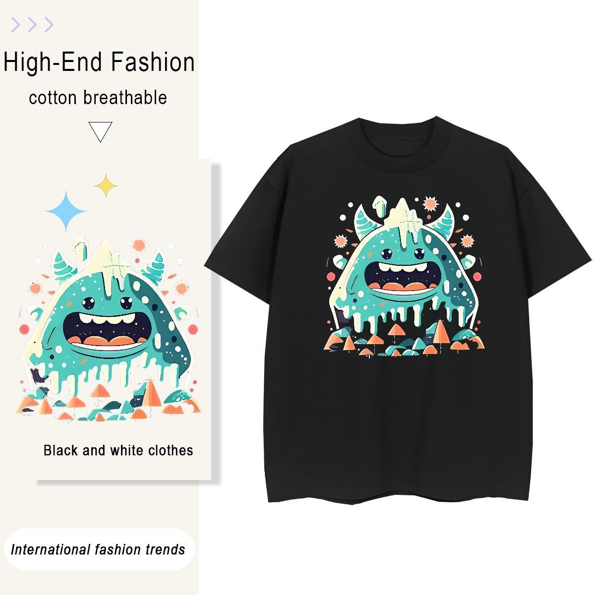 Unisex Unisex Tshirts 230g Cotton cute Street Wear T-Shirts for Women O-Neck Short Sleeve DIY Anime Clothings
