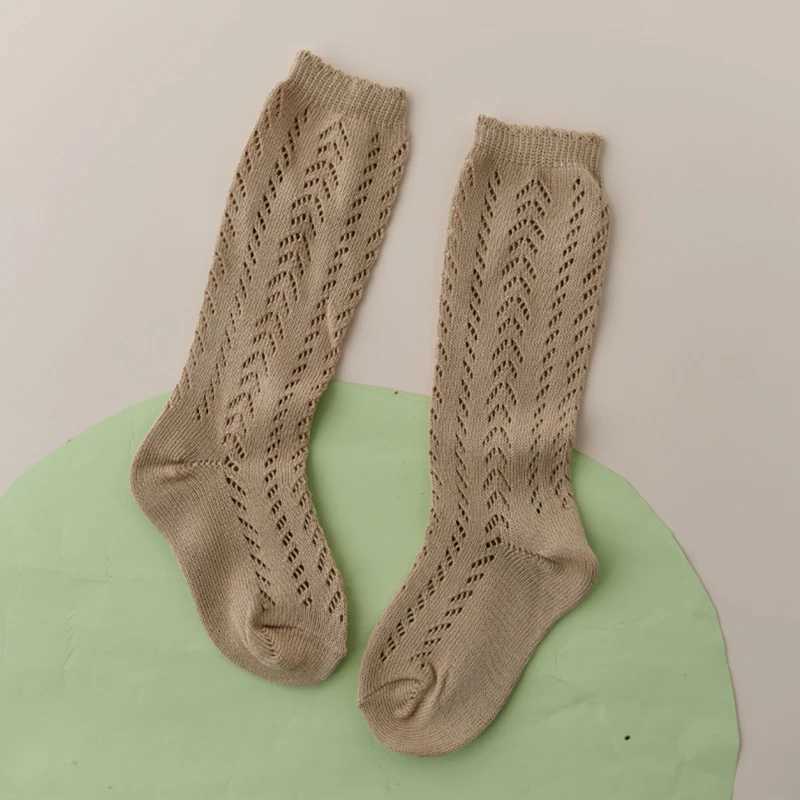 New Summer Children Socks Baby Girls Knee High Toddler Socks Cotton Long Tube Cute Princess Mesh Socks Kids Hollow Out Socken CL240824
