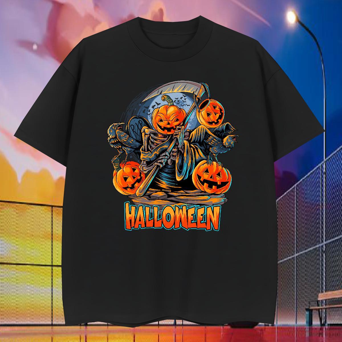 Wholesale Men Tops Tees pumpkin Street wear Hip Hop 230g 100% Cotton Tee Shirt Breathable Soft Free Shipping T Shirts Men Custom Printed