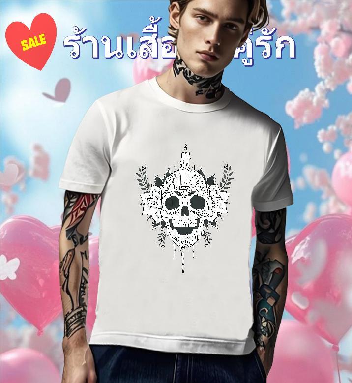 Designer T-Shirts for Men 230g Pure Cotton skull Daily Outfit Asian Size Breathable Crew Neck Men Tees Fashion Design Tees Shirts