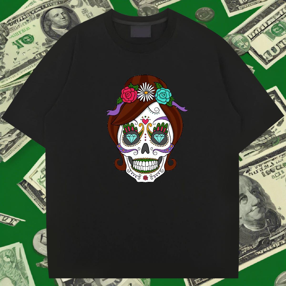 Soft T-Shirts for Men 100% Cotton 230g skull Casual DIY Printed Breathable Short Sleeve Men Tees Fashion Design Tops Tees