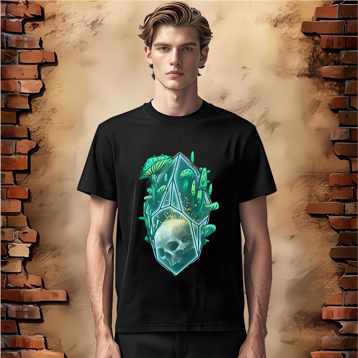 Classic T-Shirts 230g 100% Cotton skull Street Wear DIY Printed Crew Neck Tshirts Fashion Top Tees