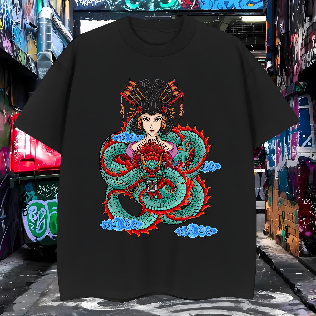 Loose T shirt 230g Pure Cotton dragon Summer Casual DIY Logo Oversized Breathable Soft Tshirt for Man Woman New Designer Polos