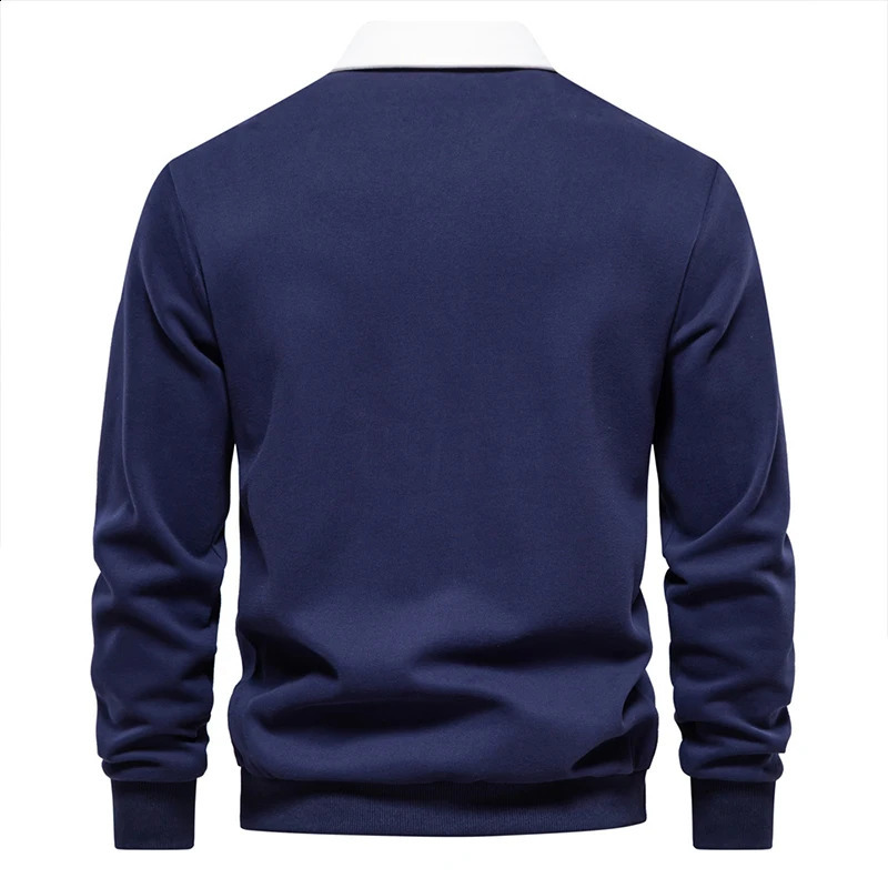 Mens Long-Sleeved Polo Shirt Solid Colour Lapel Sweatshirt Office Commuting Business Casual Pullover Fashion Sports T-Shirt 240824