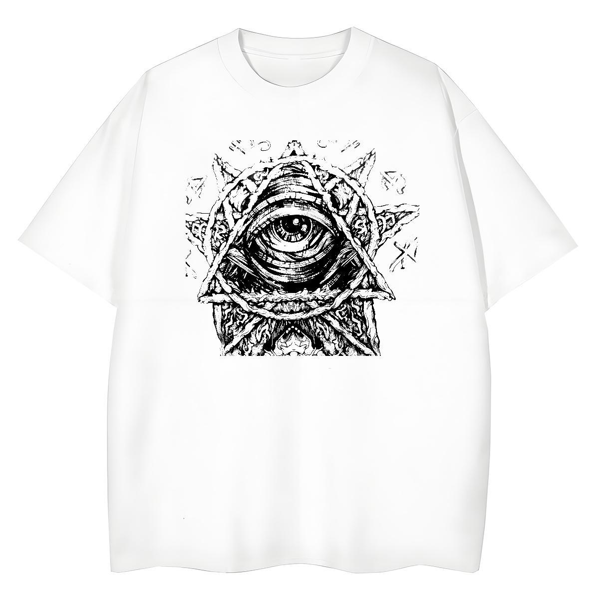 Comfortable T Shirts Men 230g Cotton eye of the devil Street Wear Custom Big Size O Neck Short Sleeves Men Clothes T-Shirt Fashion New Tee Shirt
