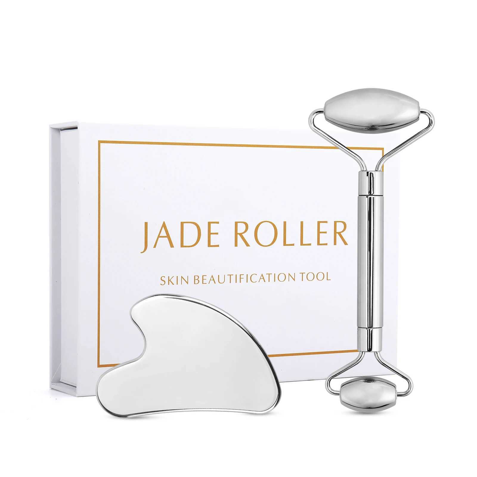 Stainless Steel Facial Roller Gua Sha Set Face Care Lifting Massage Tools Anti Wrinkle Skin Tighten Cooling Cellulite Massager CL240824