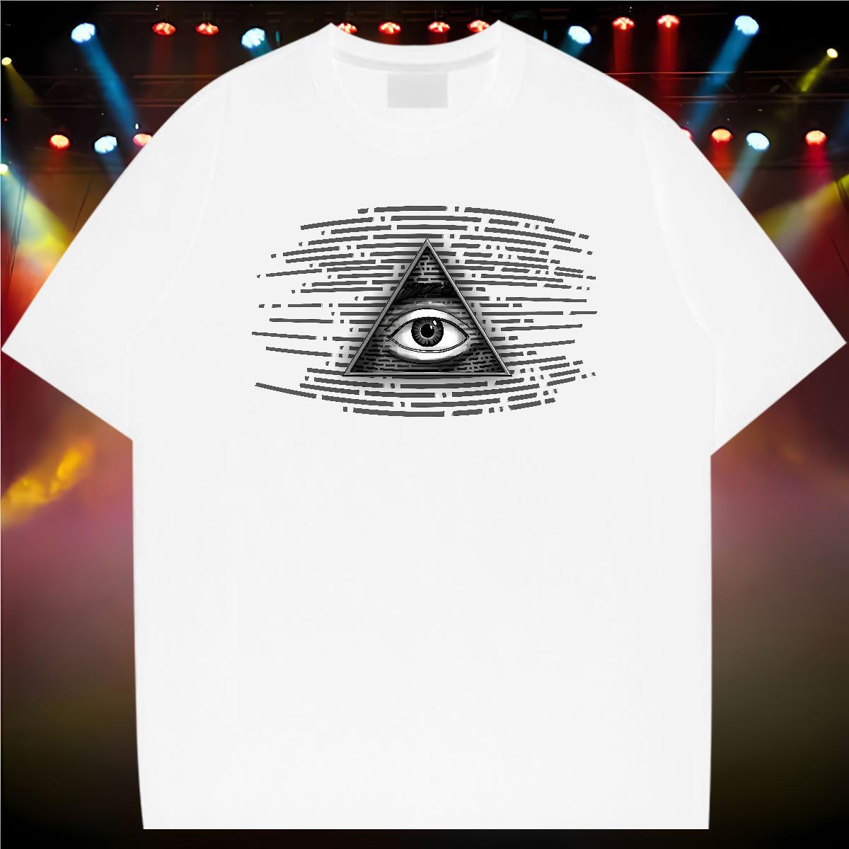 TOP Quality Man T Shirts 230g Pure Cotton eye of the devil Sports Casual White Plus Size Breathable Short Sleeve Men Tees Customized Clothes