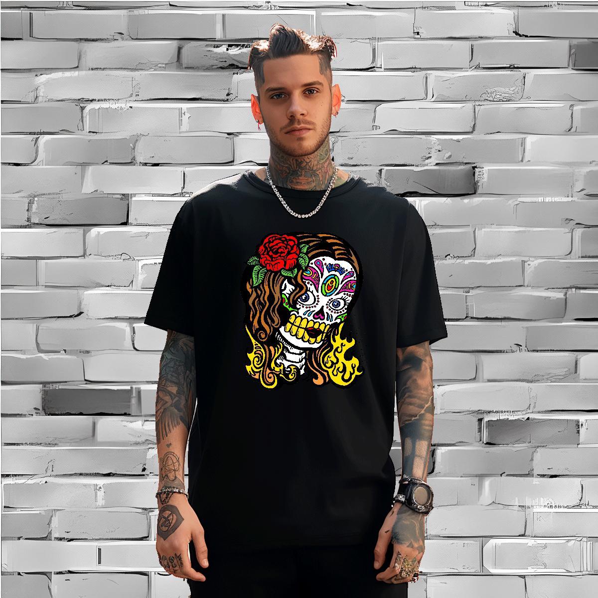 Wholesale T Shirt For Man 100% Cotton 230g skull Sport Oversized O-Neck Short Sleeve Tshirt for Man Woman New Polos
