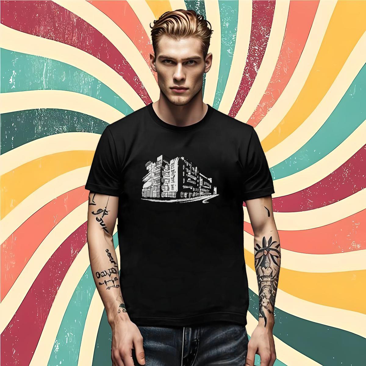 Casual New Men Tees House Sports Casual 230g Pure Cotton Tops Shirt Breathable Short Sleeve Loose T-Shirts for Men Plus Size Cartoon