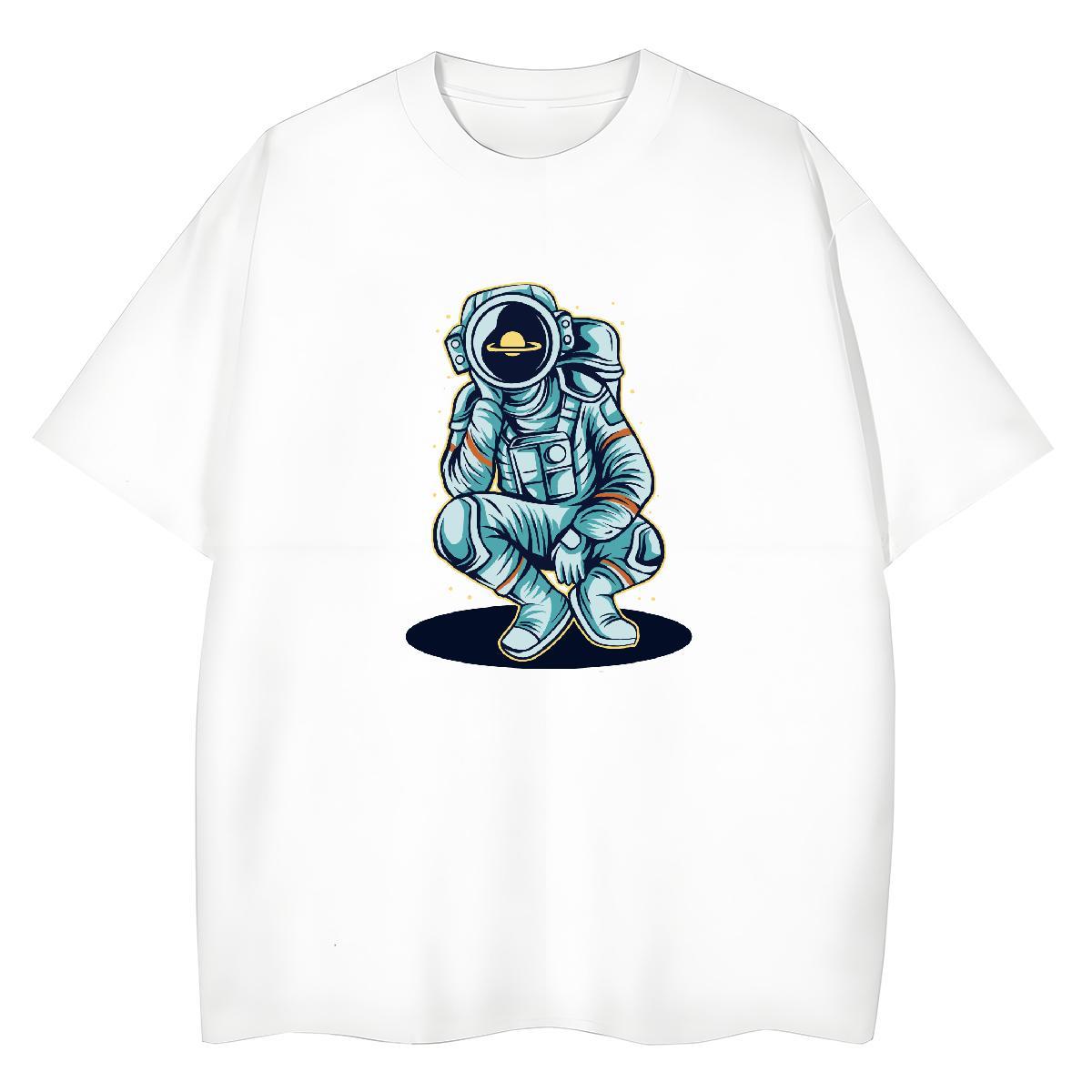 Loose Women Tshirts 230g Pure Cotton universe Casual Beach Woman T Shirts Breathable Short Sleeve Cartoon Print Clothings